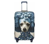 Blue Poodle Polka Dot Print Decorative Travel Luggage Cover Concealed Zipper Suitcases Anti Scratch Dustproof, White, X-Large