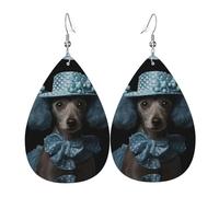 Blue Poodle Polka Dot Print Leather Dangle Earrings For Women Elegant Drop Earrings Lightweight Fashion Jewelry