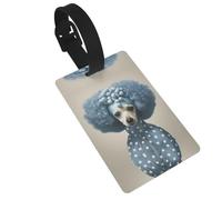 Blue Poodle Polka Dot Print Luggage Tags with Detachable Wristband, Travel Bag Tags, Easy to Identify