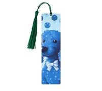 Blue Poodle Polka Dot Printed Metal Bookmarks M - Dark Green Lightweight Aluminium Book Marker for Books, Journals & Gifts, Ideal Book Lovers, Holiday Decor & Crafts