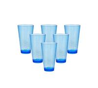 Blue Pool Acrylic 580ml Tumblers, 6 Pack Blue Reusable Drinking Cup, BPA Free, 100% PS, Tall Drinking Glasses, Perfect for Indoor/Outdoor Use Picnic BBQ