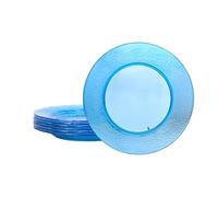 Blue Pool Acrylic Plates, 10 Inch Blue Dinner Plates, Reuseable Lightweight BPA Free, Easy to Clean Plates, Diameter 25cm, Stackable 6 Pack Set for Indoor/Outdoor Use