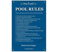 Blue Pool Rules Private Please Observe Iron Painting Metal Plate Tin Sign Vintage Retro Home House Man Cave Decor 6x8 inches