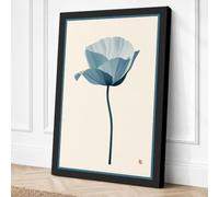 Blue Poppy Study Botanical Canvas Wall Art Print 24x16 Inch (61 x 41 cm)
