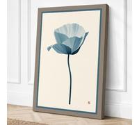 Blue Poppy Study Botanical Canvas Wall Art Print 30x20 Inch (76 x 51 cm)