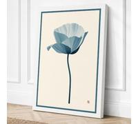 Blue Poppy Study Botanical Canvas Wall Art Print 30x20 Inch (76 x 51 cm)