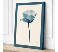 Blue Poppy Study Botanical Canvas Wall Art Print 36x24 Inch (91 x 61 cm)