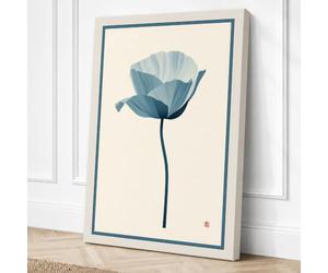 Blue Poppy Study Botanical Canvas Wall Art Print 36x24 Inch (91 x 61 cm)