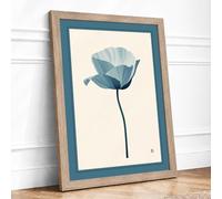 Blue Poppy Study Botanical Framed Wall Art Print A1 (84.1×59.4cm) Oak, Wall Decor for Living Room, Bedroom, Office & Home, Ready to Hang, Art Gift