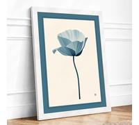 Blue Poppy Study Botanical Framed Wall Art Print A4 (29.7×21cm) White, Wall Decor for Living Room, Bedroom, Office & Home, Ready to Hang, Art Gift