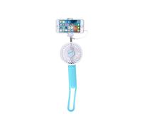 (Blue) Portable Desktop Handheld Doughnut Design Base LED Night Fan
