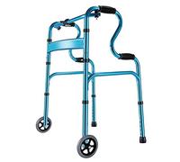 Blue Portable Rollator Walker, Foldable Aluminum Seniors Upright Walker, Heavy Duty Step Assist for Adult Seniors(with 2 Wheels)
