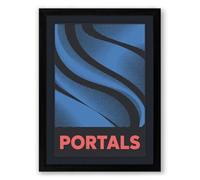 Blue Portals Modern Framed Wall Art Print A3 (42×29.7cm) Black, Wall Decor for Living Room, Bedroom, Office & Home, Ready to Hang, Art Gift