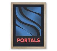 Blue Portals Modern Framed Wall Art Print A3 (42×29.7cm) Oak, Wall Decor for Living Room, Bedroom, Office & Home, Ready to Hang, Art Gift