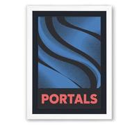 Blue Portals Modern Framed Wall Art Print A3 (42×29.7cm) White, Wall Decor for Living Room, Bedroom, Office & Home, Ready to Hang, Art Gift