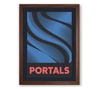 Blue Portals Modern Framed Wall Art Print A4 (29.7×21cm) Walnut, Wall Decor for Living Room, Bedroom, Office & Home, Ready to Hang, Art Gift