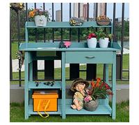 Blue Potting Table with Removable Sink & Storage Shelves - Gardening Workbench for Planting Outdoor & Indoor Use (Size: 117x45x121cm)