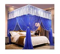 Blue princess room bed canopy mosquito net, Romantic Lace Embroidered Bed Curtains Bedroom Decor for Twin Queen King (Color : Blue, Size : 180X220cm/71X87in)