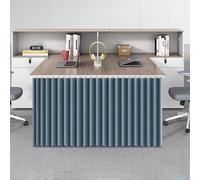 Blue Privacy Desk Screen for Shelves, Foldable Cabinet Divider for Kitchen & Office, Compact Under Sink Privacy Panel for Classroom & Cafe, Self-Adhesive Track (120x70cm/47.2x27.6in)