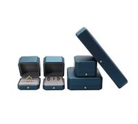 Blue PU Leather Jewelry Box Set, Storage Organizer for Couple Rings, Pendant, Earrings, Bracelet Long Chain, Packaging Case Jewelry Accessories