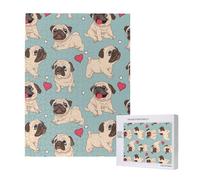 Blue Pug Sticker,500 Pieces Wooden Jigsaw Family Game Jigsaw Puzzles for Adults Teens