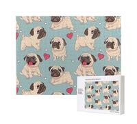 Blue Pug Sticker,500 Pieces Wooden Jigsaw Family Game Jigsaw Puzzles for Adults Teens Home Decor