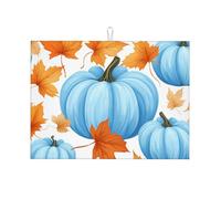 Blue Pumpkin Dish Drying Mat Absorbent Draining Board Pad for Kitchen Counter Autumn Maple Leaves Coffee Mat Dishes Drainer Protector with Hanging Loop 18 x 24 Inch