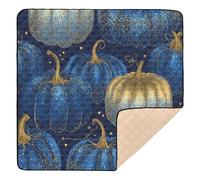 Blue Pumpkin Variety Cute Foldable Floor Mat Waterproof Toy Mat for Newborns Baby Kids 50x50 Inches