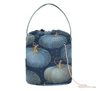 Blue Pumpkin Variety Yarn Storage Bag Crochet Bag Organizer with Holes Crochet Tote for Crochet Tool Storage Crochet