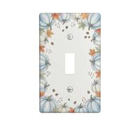 Blue Pumpkins Harvest Decor Autumn Toggle Switch Plate | Watercolor Pumpkins Border, Fall Harvest Motif, Rustic Farmhouse Style, Seasonal Home Accents, Pinecones And Leaf Detail