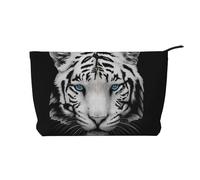 Blue Pupil White Tiger, Cosmetic Bag Corduroy Makeup Bag Portable Travel Toiletry Bag