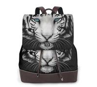 Blue Pupil White Tiger,Women Backpack Waterproof Daypack Lightweight PU Leather Fashion Travel Backpack