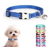Blue Puppy Collar with Bell, Reflective Nylon Small Dog Collar with Bell,Bell for Dog Collar for XXS Xs Tiny Little Pet Dogs Cat Neck 7.5-11 Inch