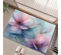 Blue-Purple Alcohol Ink Painting Watercolor Flowers Printed Doormat Non-Slip Welcome Mats Durable Floor Mats Indoor Entryway Door Mat Rug for Indoor Outdoor Entrances 40 x 60 cm