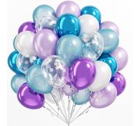 Blue Purple and White Balloons, 100pcs 12 Inch Latex Balloons, Confetti Balloon, Perfect for Winter Wonderland, Christmas, Girls Birthday, Baby Shower, Celebration & Winter Party Decorations