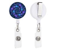 Blue - Purple - Black Floral Retractable Badge Reel - Personalized ID Name Badge Holder with Lanyard Cute Badges Reel Holder Round Nurse Doctor Name Tag Badges Clip for Work