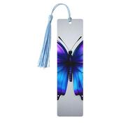 Blue Purple Butterflies Print Wooden Bookmarks Beautiful Notebook Accessories for Men Women Book Lovers