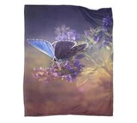 Blue Purple Butterfly 3D Printed Purple Flowers Throw Bedding Blanket Soft Cozy Gifts Plush Lightweight Fluffy for Kids Teens Adults for Boys Girls All Season Couch Sofa 40x50inch(100x130cm)