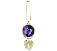 Blue Purple Butterfly Car Hanging Ornament Rear View Mirror Pendant Lucky Presents Hanging Ornament Funny Car Pendant for Office Auto Home Decoration Golden-style