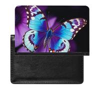 Blue Purple Butterfly Passport Holder ID Card Protector Case Holder Travel Pack Unisex-adult Waterproof Passport