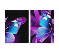 Blue Purple Butterfly Passport Holder with Card And Ticket Slot, PU Leather Passport Case Easy Access, Travel Essentials Document Organizer Waterproof Travel Wallet for Men Women