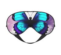 Blue Purple Butterfly Print Versatile Eye Mask Full Coverage Sleep Aid Lightweight Breathable Travel Camping