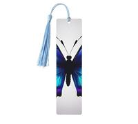 Blue Purple Butterfly Print Wooden Bookmarks Beautiful Notebook Accessories for Men Women Book Lovers