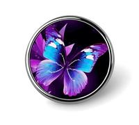 Blue Purple Butterfly Round Badge Cute Enamel Lapel Pin Brooches Button Pin Personalized Clothing Decoration Unisex Badge Holder Hats Bags Shirts Decor