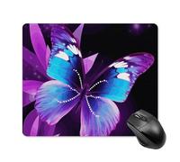 Blue Purple Butterfly Square Mouse Pad Portable Computer Mousepad with Non-Slip Rubber Base 18 * 22cm Ultra-Thin Gaming Mouse Mat for Computer Laptop Office Desk Accessories