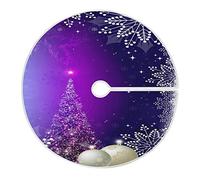 Blue Purple Christmas Tree Skirt Balls Snowflakes Winter Tree Skirts 36 in Xmas Tree Skirt Floor Door Stand Mat Decor for Winter Holiday Party Indoor Outdoor Home Office Garden Christmas Ornaments