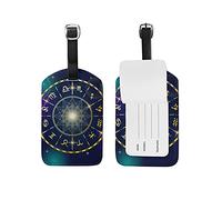 Blue Purple Constellation Leather Luggage Baggage Suitcase Tag ID Label(3Pcs)