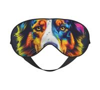 Blue Purple Dog Head Print Sleep Mask with Adjustable Strap, Comfortable Eye Cover for Travel, Yoga, Napping, Sleeping & Relaxation