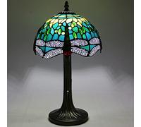 Blue Purple Dragonfly Lamp Lamp Stained Glass Lamp Vintage Table Lamp Reading Bedside Night Lamp Shade for Lover Girl Living Room Bedroom Study Office Nightstand,Yellow