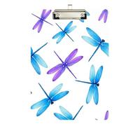 Blue Purple Dragonfly White Clipboard Cute Clip Boards Travel Clipboards with Low Profile Metal Clip for Classrooms, Restaurants, School